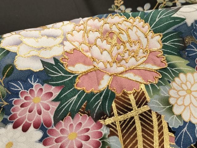 平和屋着物□豪華黒留袖 作家物 駒刺繍 流水花車文 暈し染め