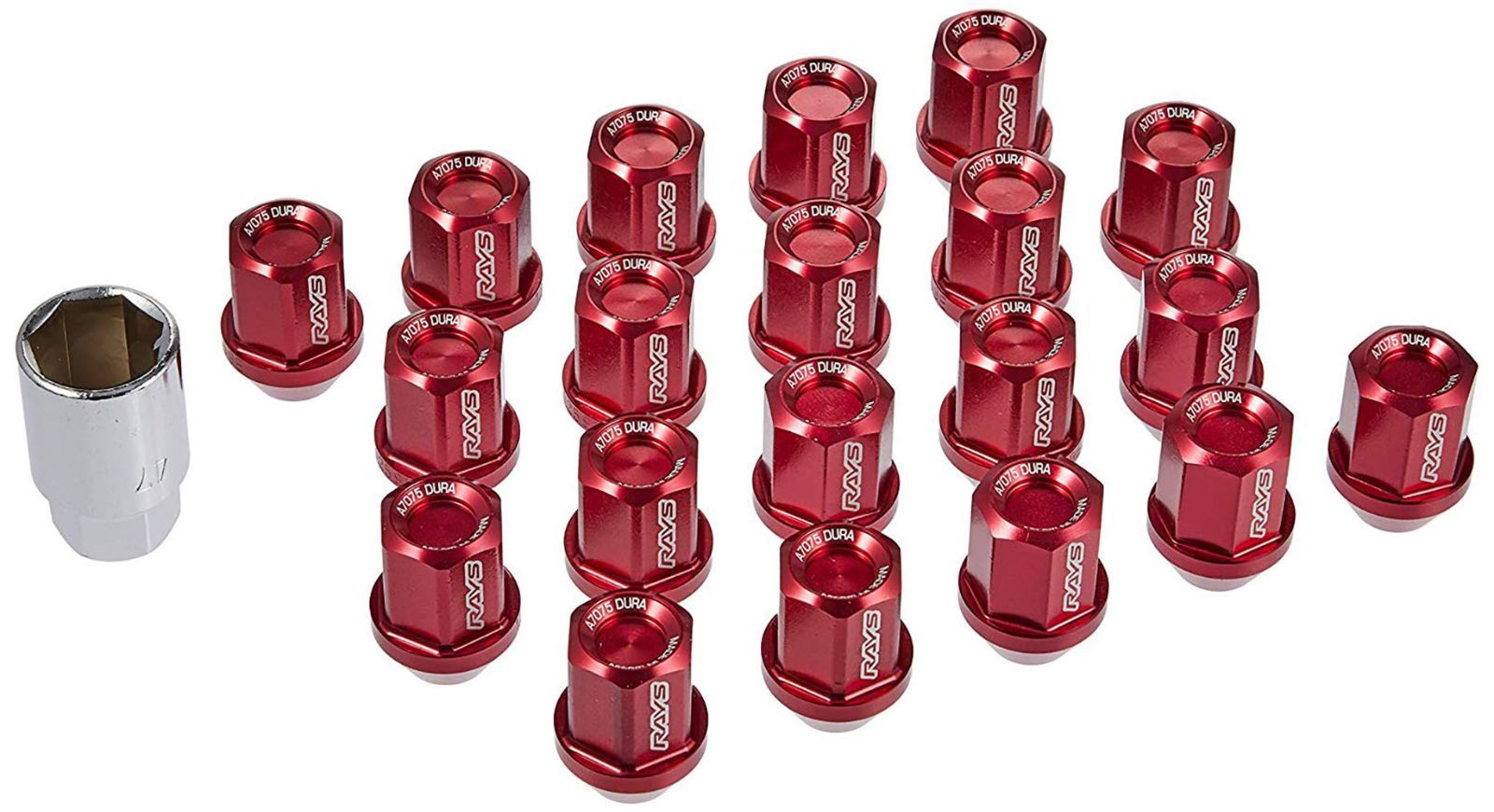 【在庫処分】【RAYS(レイズ)】 ジュラルミンロックu0026ナットセット L32 5H用 M12X1.25 レッドアルマイト 74020001108RD