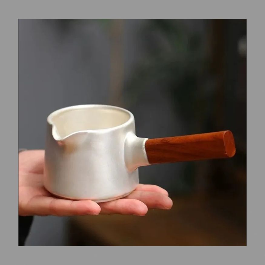 真銀包銀茶道具側銀壺をろ過する手作り白磁銀公道杯分茶器