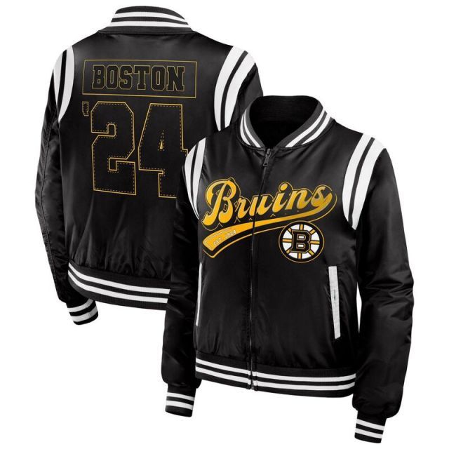 【送料無料】 ウェア バイ エリン アンドルーズ レディース ジャケット・ブルゾン アウター Women's WEAR by Erin Andrews Black Boston Bruins Baller Full-Zip Bomber Jacket Bsb