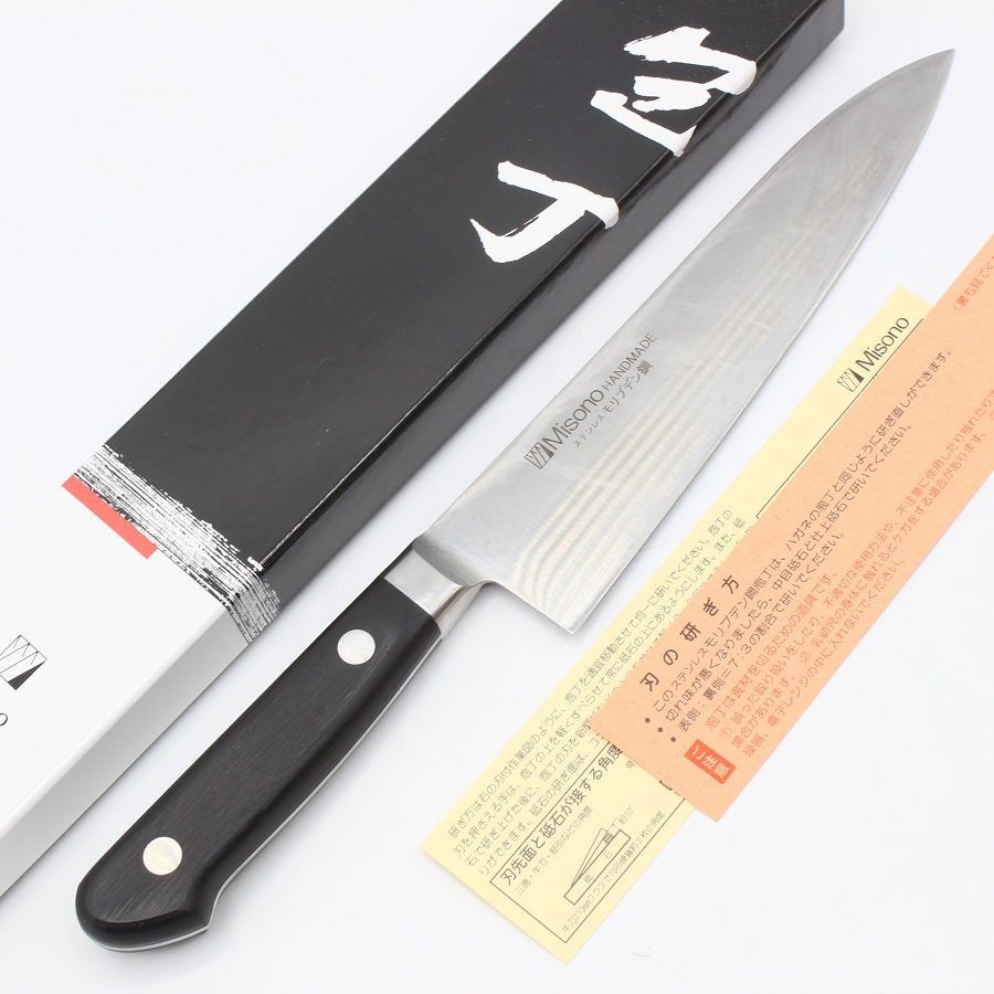 ミソノ モリブデン鋼 牛刀 六寸 鍔付き黒合板柄 刃渡り約180mm