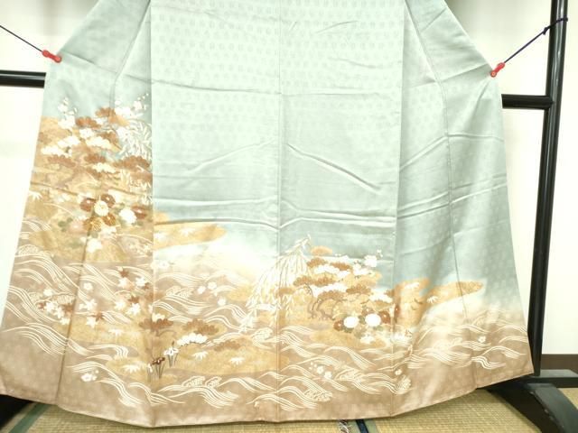 平和屋本店○銀座きしや 色留袖 駒刺繍 花松文 暈し