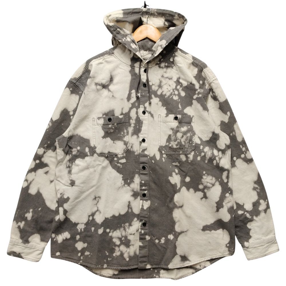 SUPREME シュプリーム Hooded Denim Shirt Bleached ブリーチ加工 フード デニム 長袖シャツ サイズ L 正規品 | 52358
