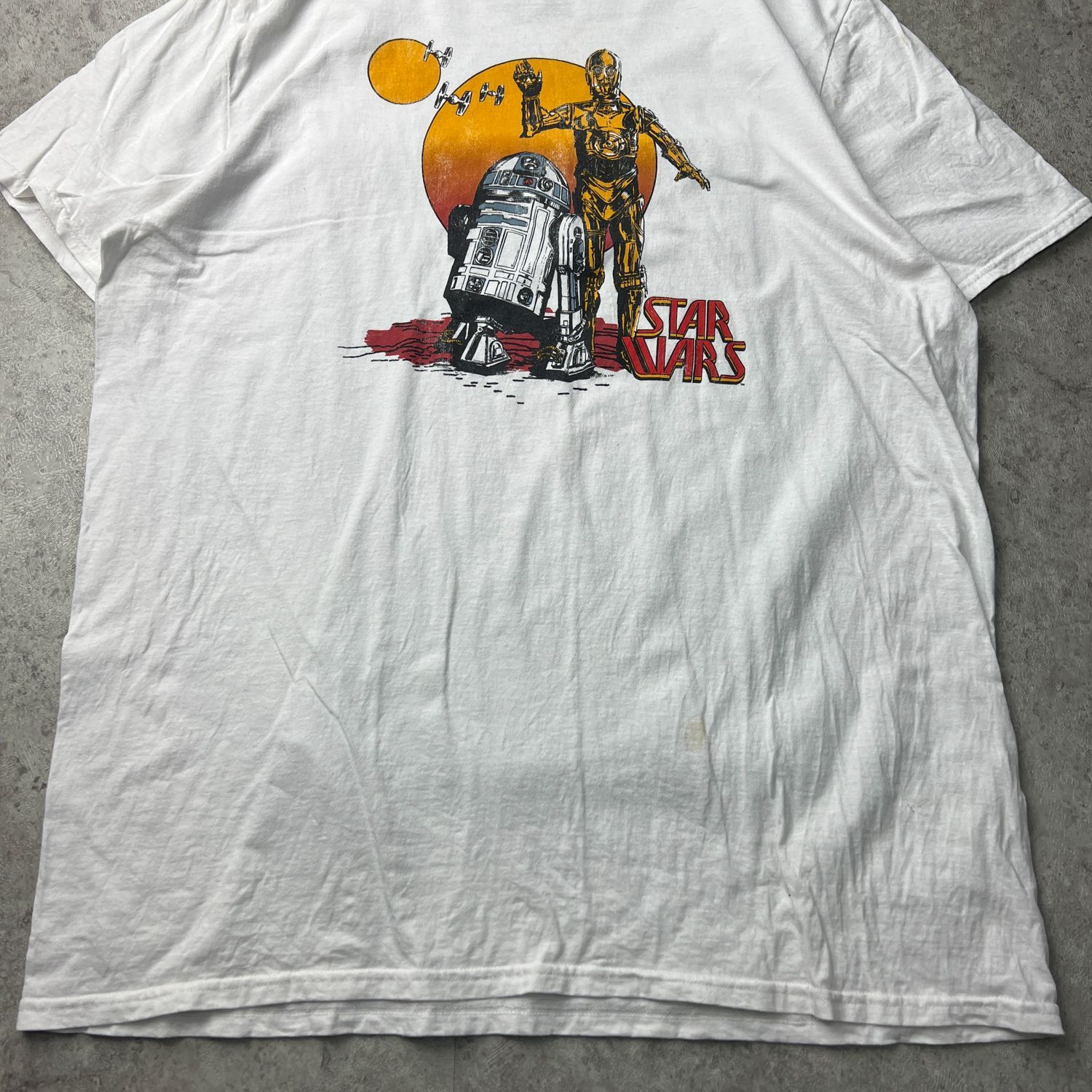 2XL】スターウォーズ R2-D2 C-3PO Tシャツ 白T ホワイト オーバー 