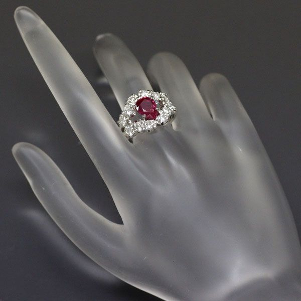 Pt900 ビルマ産 Minor ルビー ダイヤモンド ピアス 2.53ct D0.34ct