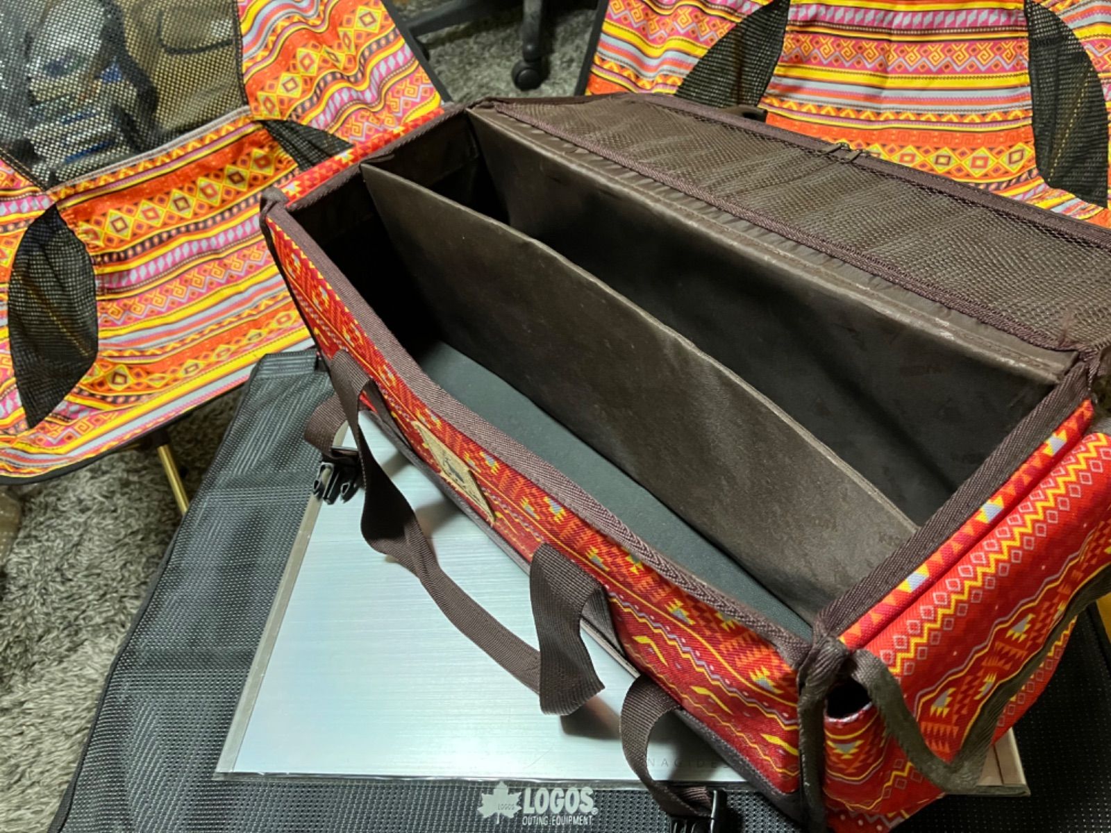 激レア】ナバホ/オルテガ柄 アウトドアチェア2脚+マルチコンテナ