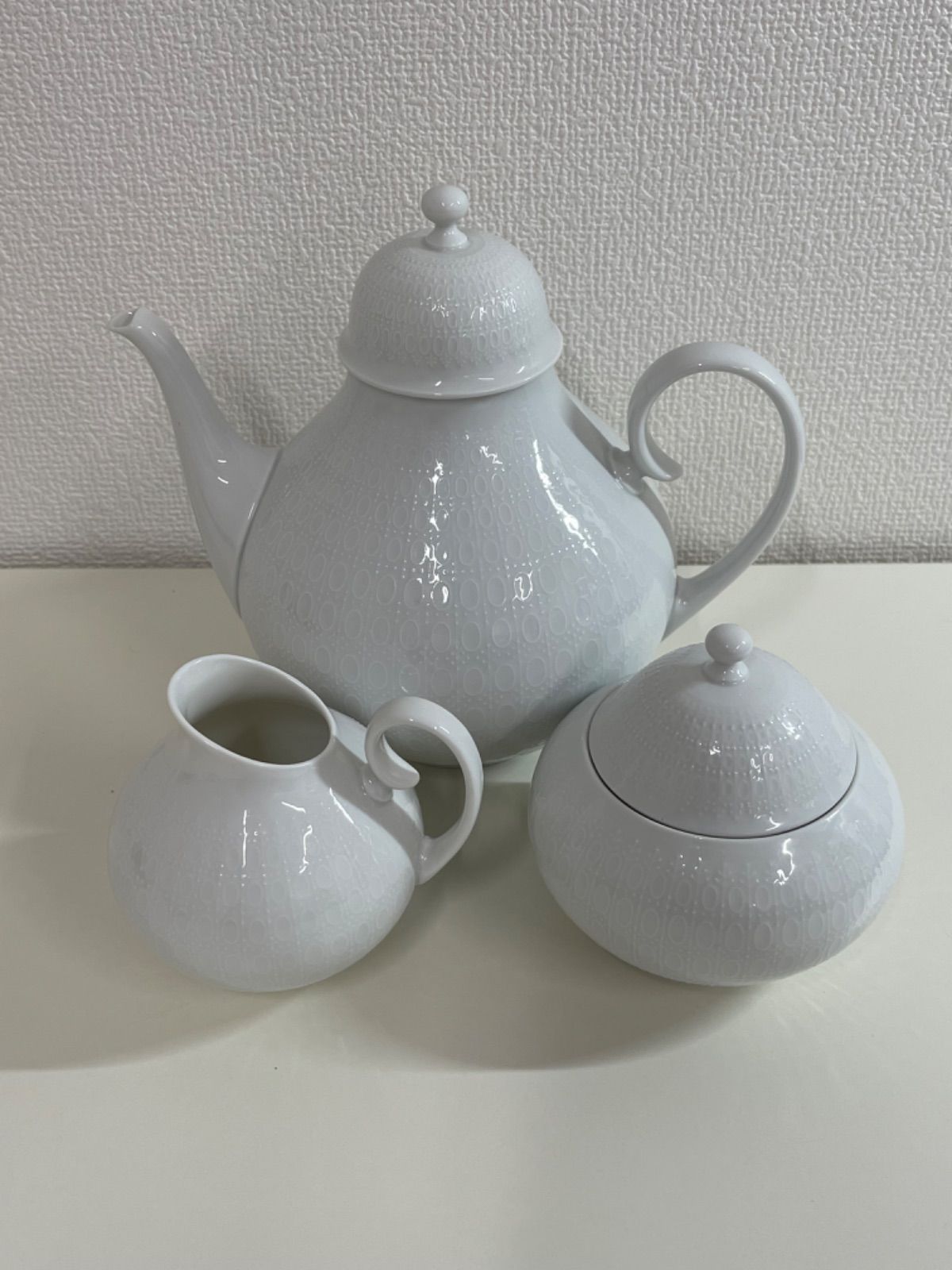 M ヴィンテージ Rosenthal ローゼンタール ロマンス ホワイト ティーポット シュガーポット ミルクポット 茶器3点セット