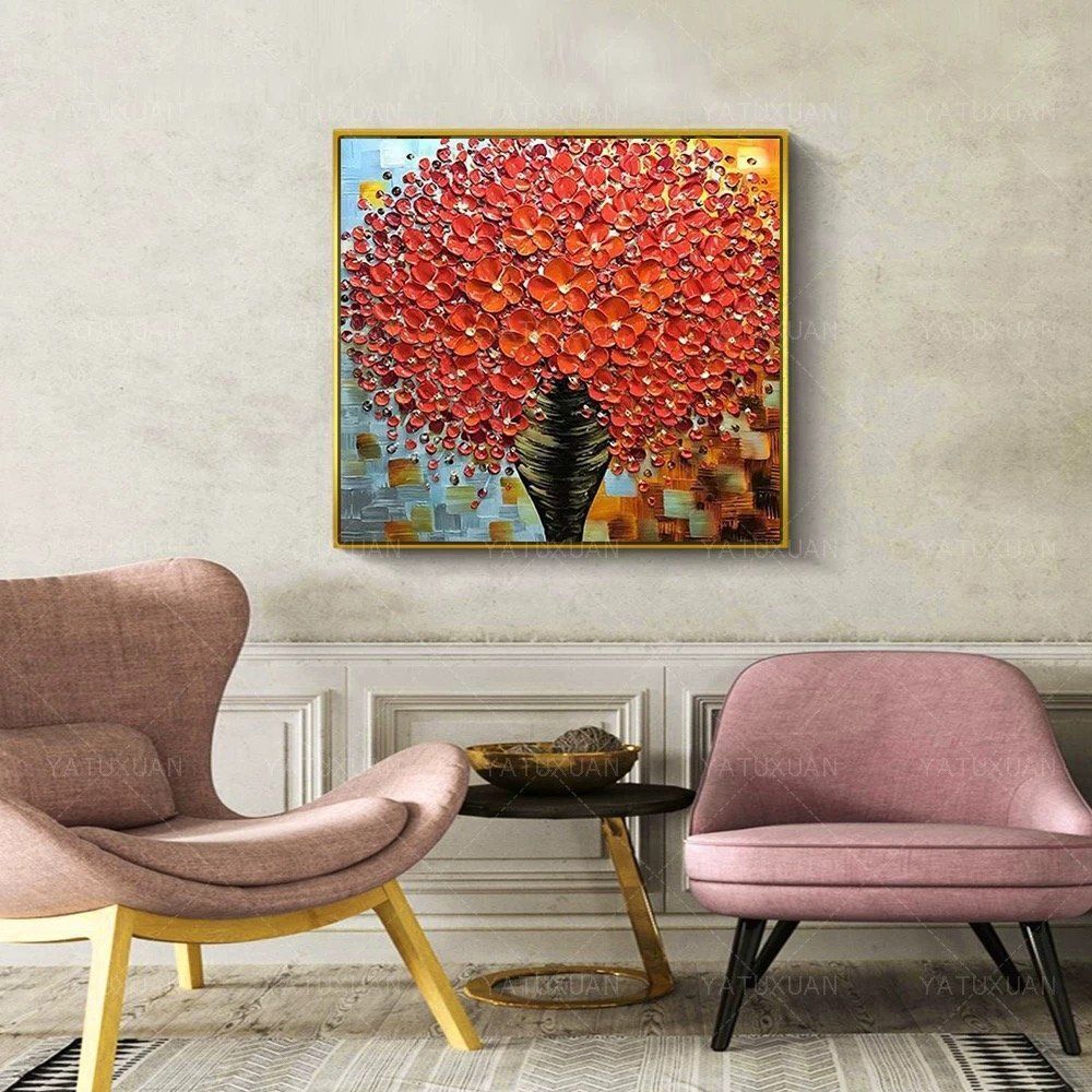 純粋な手描きの絵画 花 応接間掛画 玄関飾り 廊下壁画 極美品☆ 純粋な手描きの絵画 『花』 油彩 応接間掛画 玄関飾り