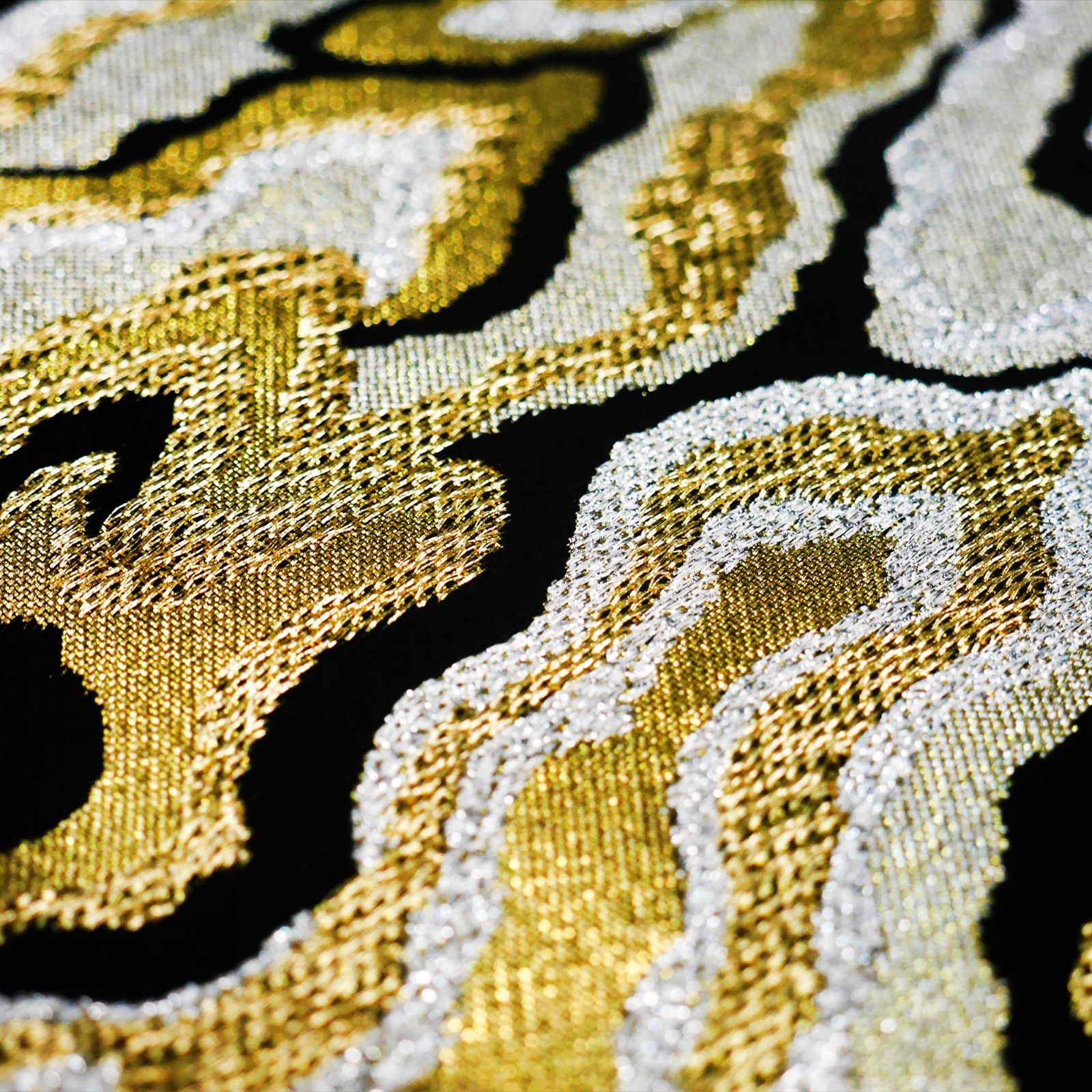 西陣 帯 袋帯【ブラック 黒 ゴールド シルバー 雲】 西陣織 お仕立て