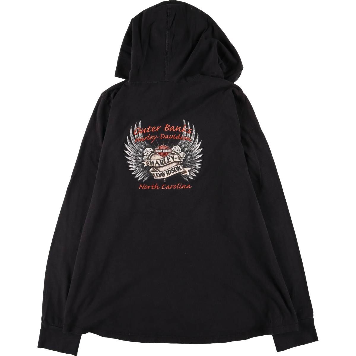 古着 ハーレーダビッドソン Harley-Davidson フード付き ロングTシャツ ロンT レディースXL相当|eaa582786