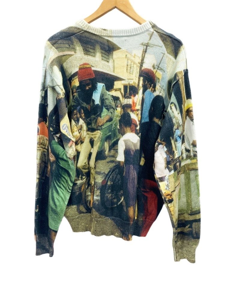 ステューシー STUSSY PETER TOSH PRINT SWEATER プリントセーター ニット プルオーバー セーター 総柄 マルチカラー Lサイズ 101MT-1999