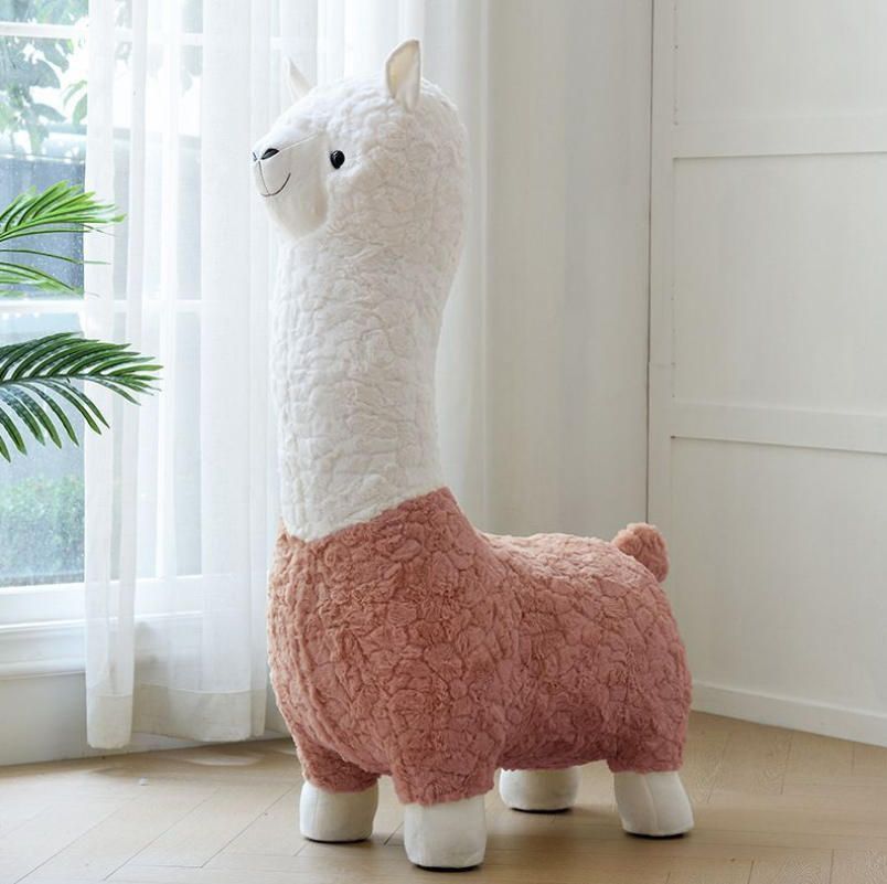 アルパカモデルのぬいぐるみスツール 椅子 かわいい おしゃれ お洒落 木製 インテリア 家具 リラックスタイム 癒し リビングルーム 贈り物