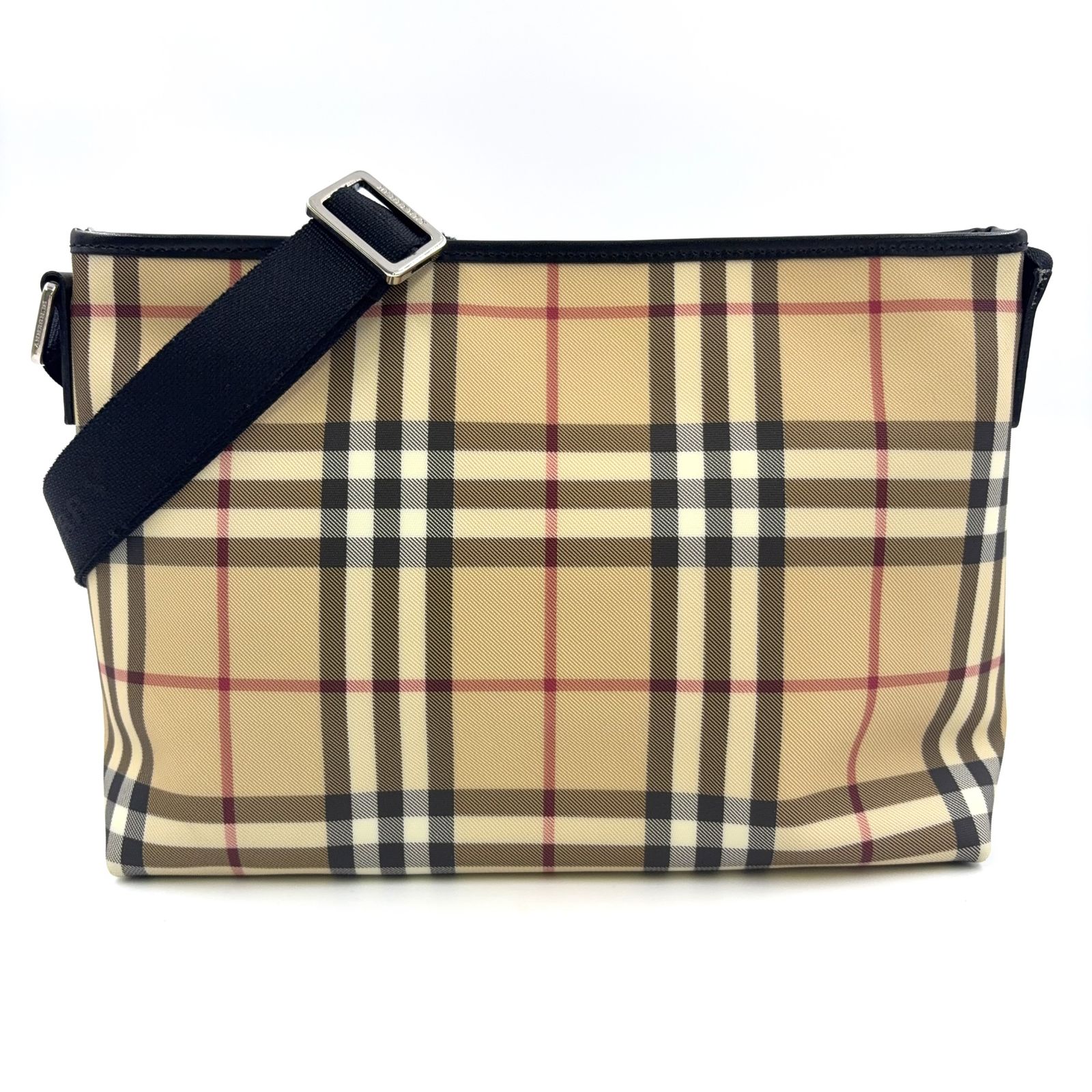 BURBERRY ノバチェック PVC ベージュ ショルダーバッグ シルバー