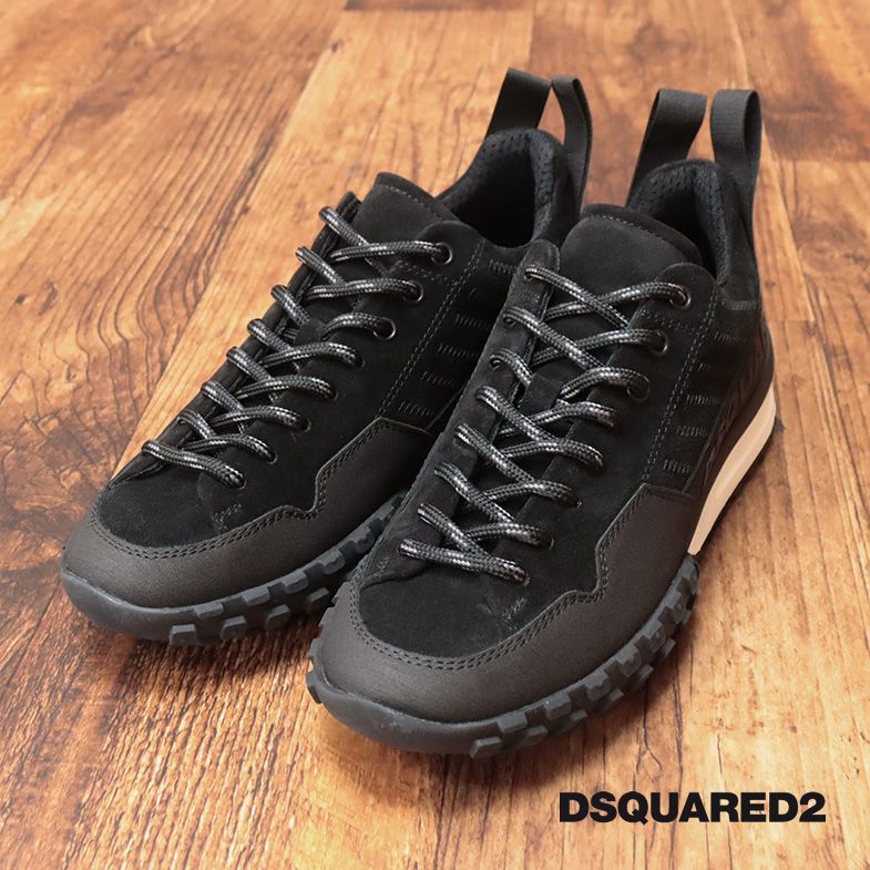 DSQUARED2/40(25-25.5cm)/イタリー製スニーカー SNM0201 スエード レザー ロゴ レタード ローカット 靴 シューズ 新品/黒/ブラック/hd839/