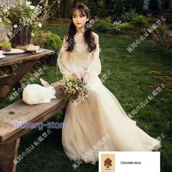 ウエディングドレス aライン 安い 長袖 ウェディングドレス ロング 花嫁 結婚式 白 パーティードレス 二次会 ブライダル ワンピース 演奏会 ss アイテムCC人気急上昇