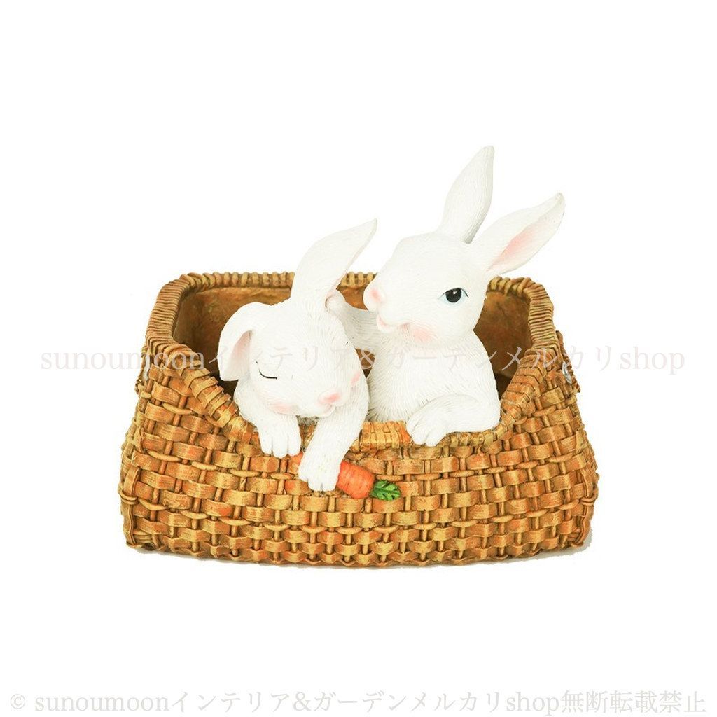 インテリア ガーデンインテリア うさぎ 雑貨 アニマル 庭の装飾 かわいい プランター 鉢植え バスケット風 ウサギ ガーデン雑貨 8-14 おしゃれ お洒落 兎 植木鉢 動物 ガーデニング ガーデン