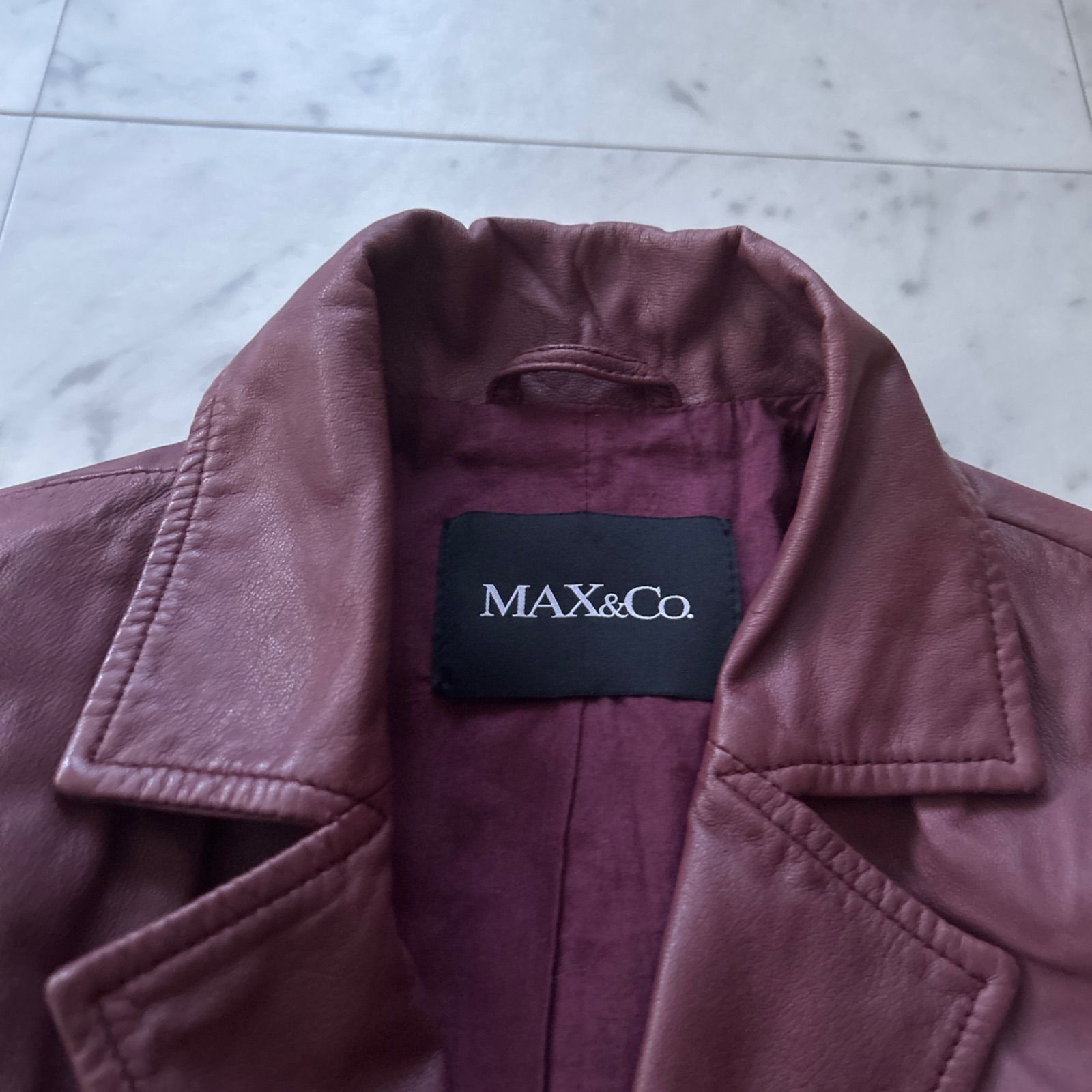 マックスアンドコー 本革 ラムレザー 羊革 ジャケット ボルドー 40