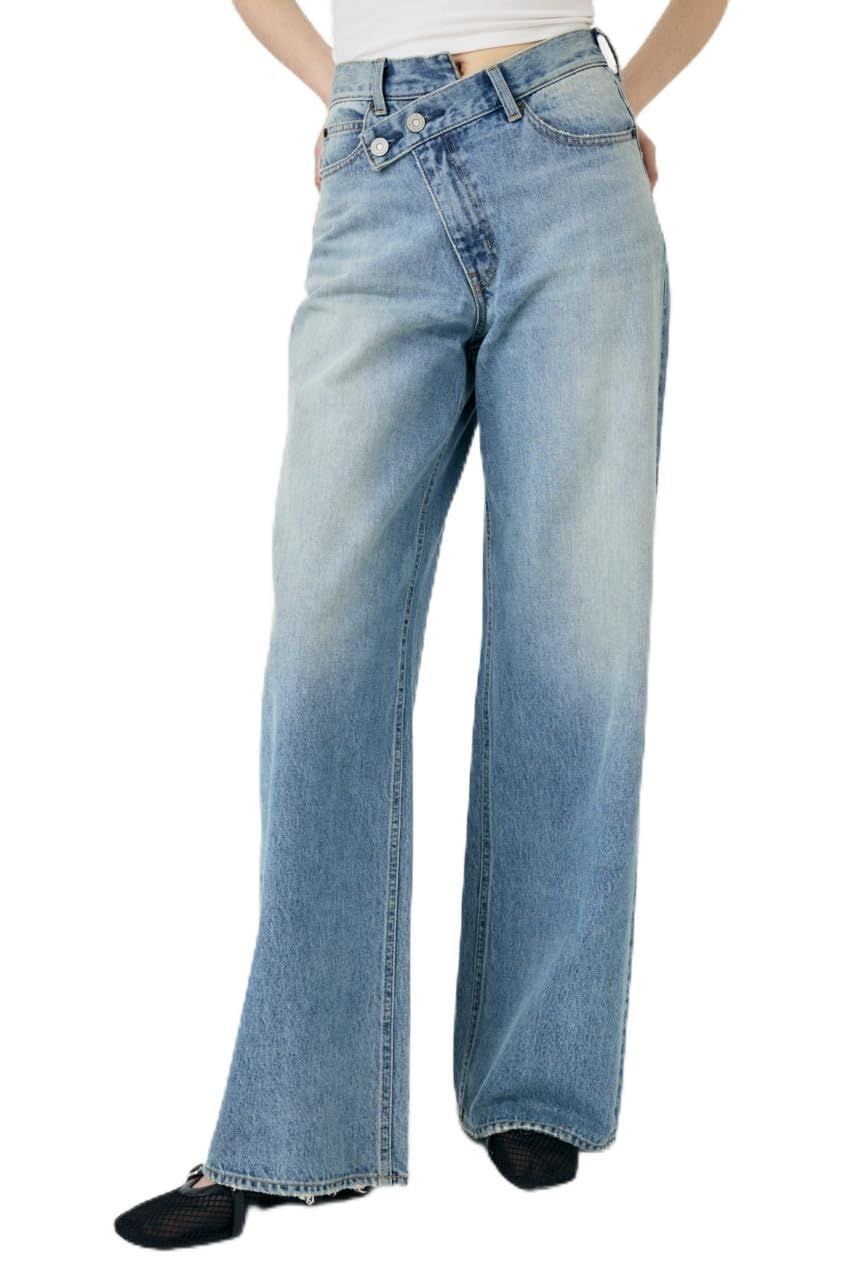 Size 2_Color ライトブルー マウジー デニムパンツ CROSS WAIST WIDE STRAIGHT 010HA211-6001 レディース 2 ライトブルー