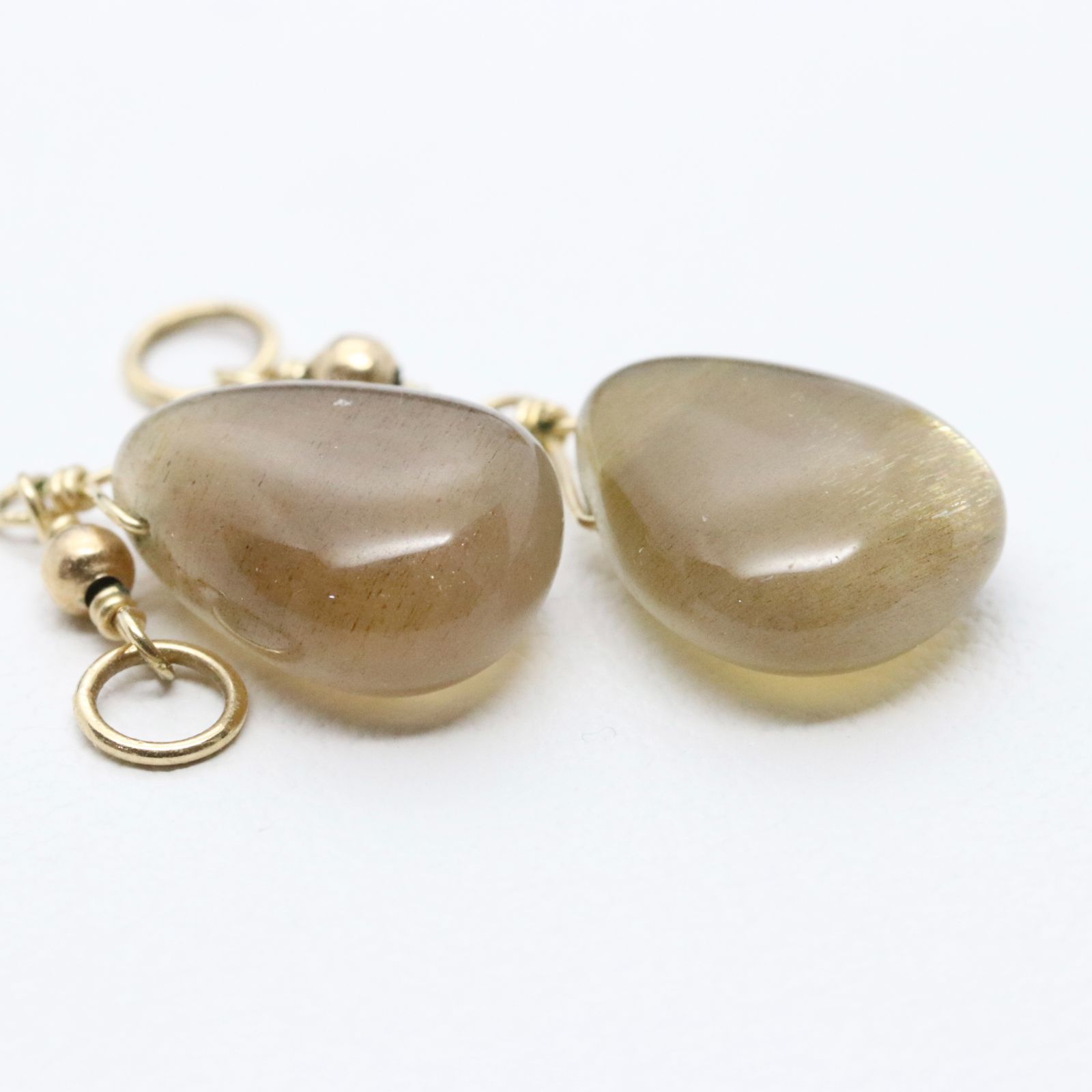 アガット K10 ムーンストーン ブラウン ピアスチャーム /24-2589S