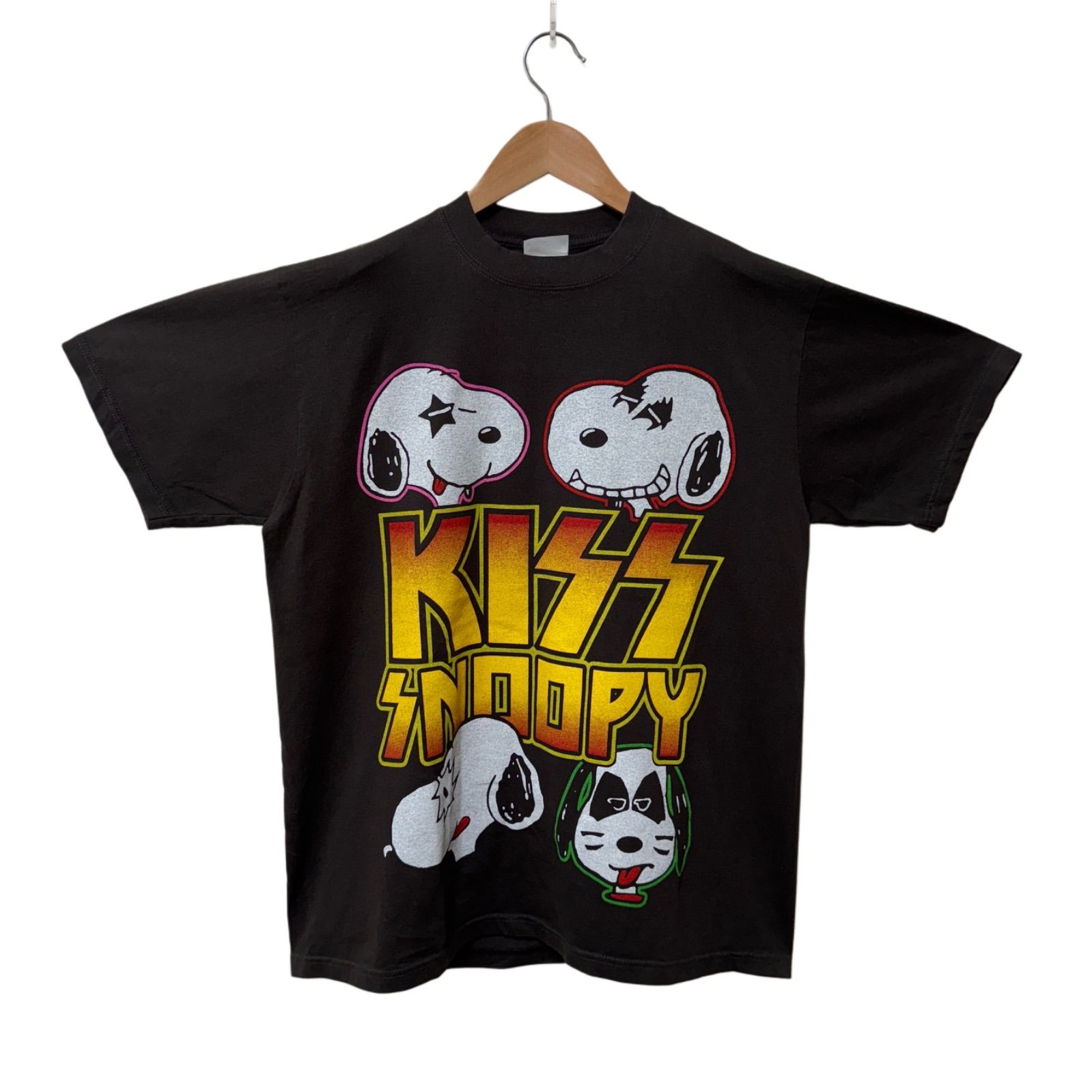 スヌーピー Tシャツ Lサイズ ブラック ヘインズ Hanes キス KISS
