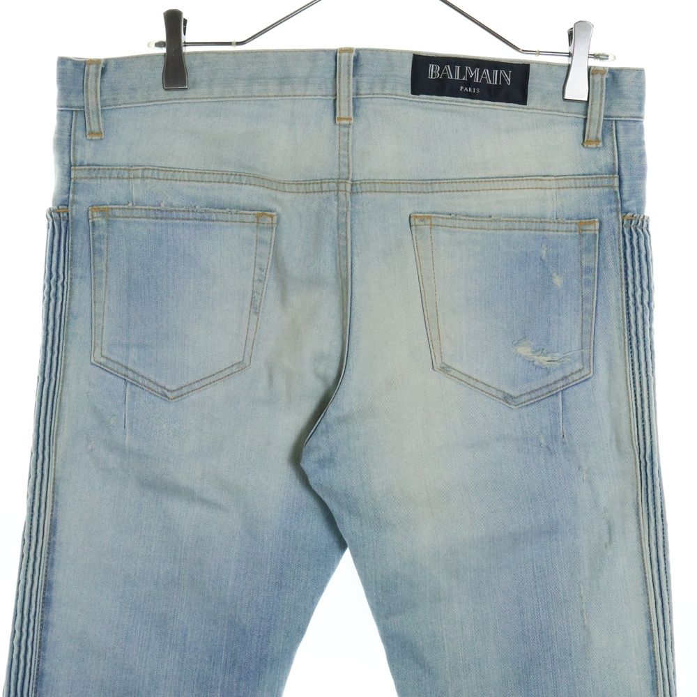 BALMAIN (バルマン) ダメージ加工ウォッシュドデニムパンツ