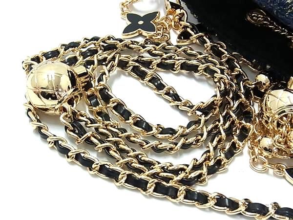 ■新品■未使用■ CHANEL シャネル ロゴ ポリエステル×メタルファイバー×レザー ショルダーバッグ ネイビー系×ゴールド系 FJ8232 □新品□未使用□ CHANEL シャネル ロゴ ポリエステル×メタル