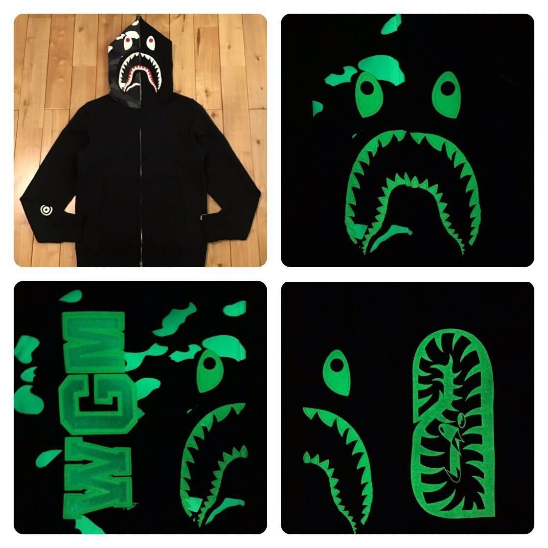 A BATHING APE シャークパーカー 蓄光 ☆蓄光☆ City camo シャーク パーカー Sサイズ shark full zip hoodie