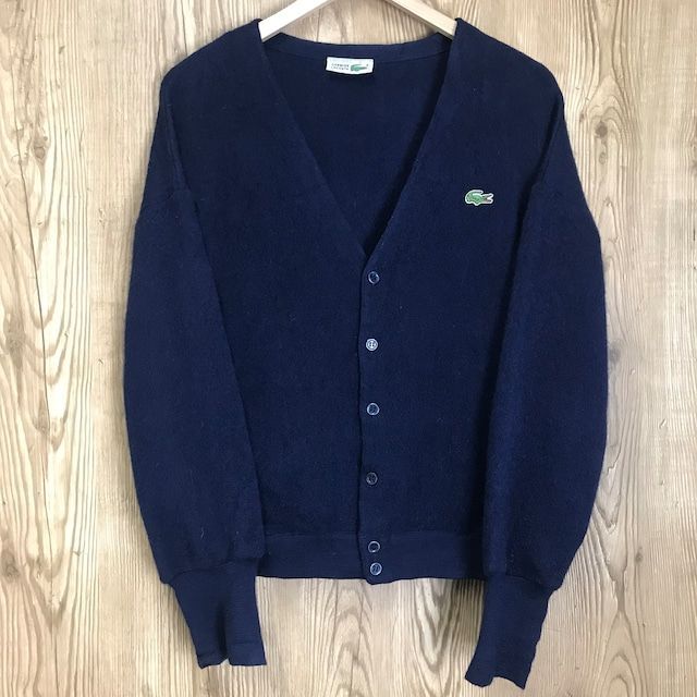 フランス製 70s VINTAGE LACOSTE ニット カーディガン メンズMサイズ程 紺色 ネイビー 70年代 ラコステ フララコ ビンテージ ヴィンテージ アメカジ 古着 e24030907