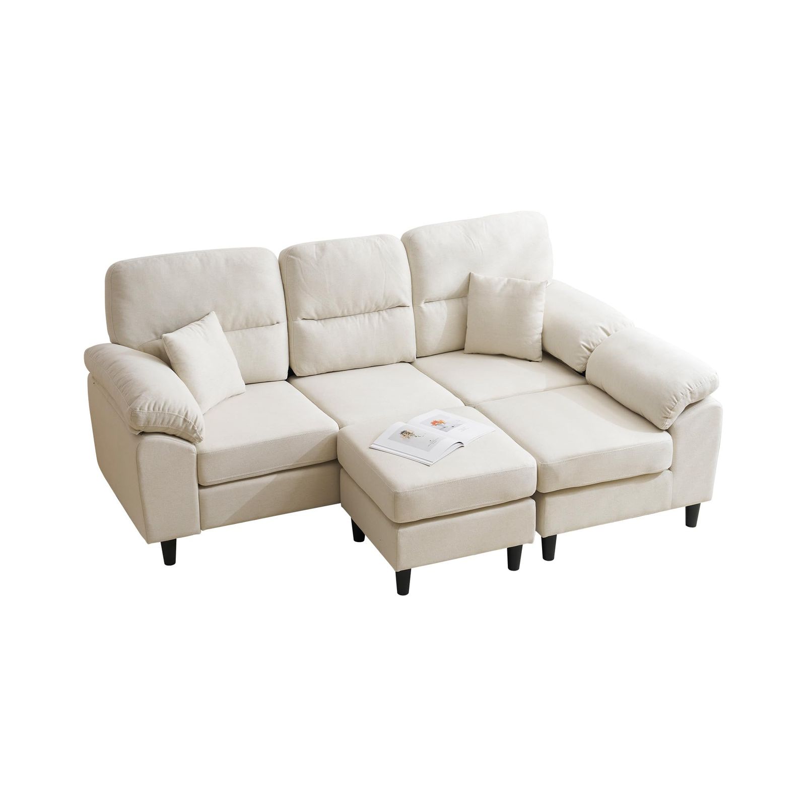 ソファー 3人掛けソファーベッドカウチ L字 コーナーローソファ 天然木