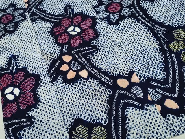 平和屋着物∴夏物 浴衣 有松鳴海絞り 吉祥花文 綿 逸品 CAAU3540ng  