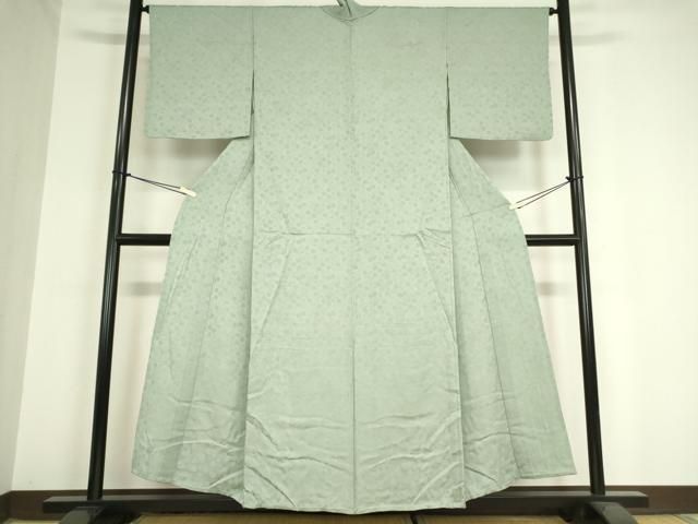 平和屋着物 上質な色無地 単衣 花楓地紋 湊鼠色 正絹 DAAX3117az