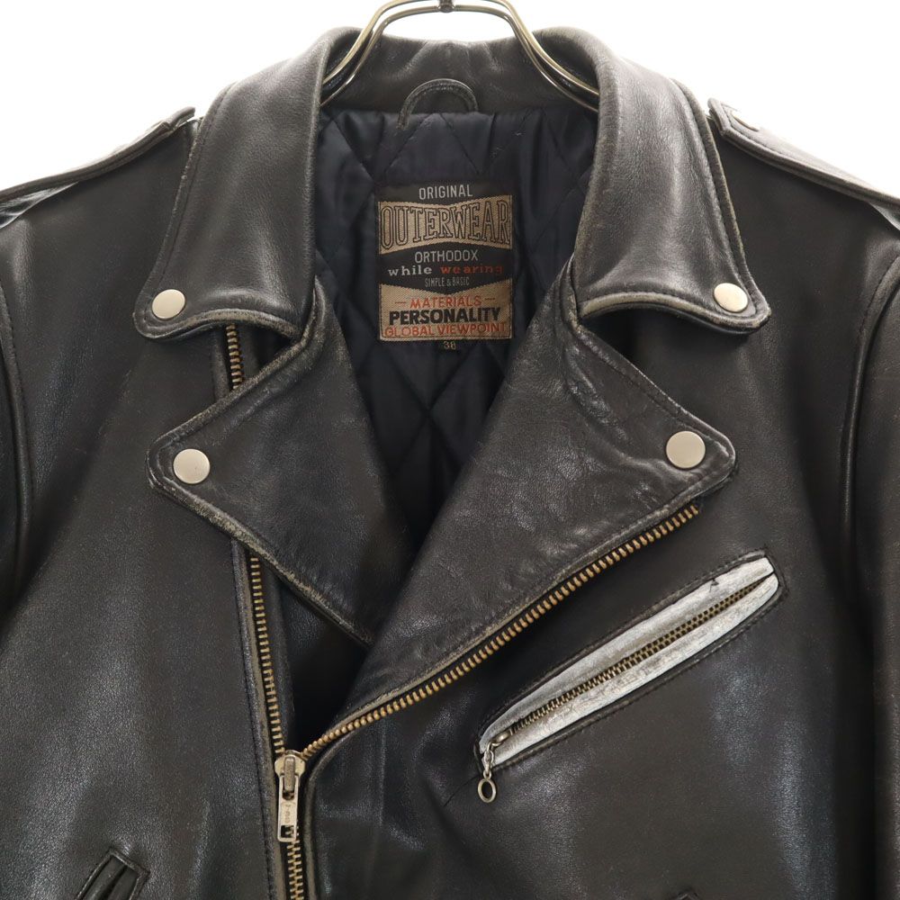 最終値下　ダブルライダース　レザージャケット　本革　英国レザー　短丈 ORIGINALS【ダブルライダースジャケット】本革牛革レザー◇中古◇表記