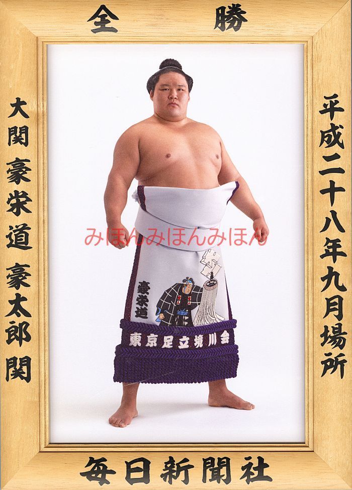 豪栄道豪太郎関　優勝ミニ額 大相撲ミニ額 大相撲優勝額　平成２８（２０１６）年９月場所 全勝 大関 豪栄道豪太郎関 ※受注生産品のため、ご注文後はいかなる理由でも返品、返金はでき