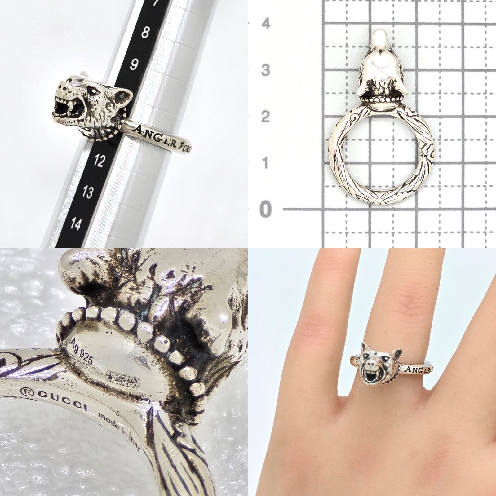 GUCCI グッチ ‎アンガーフォレスト ウルフヘッド リング 11 約11