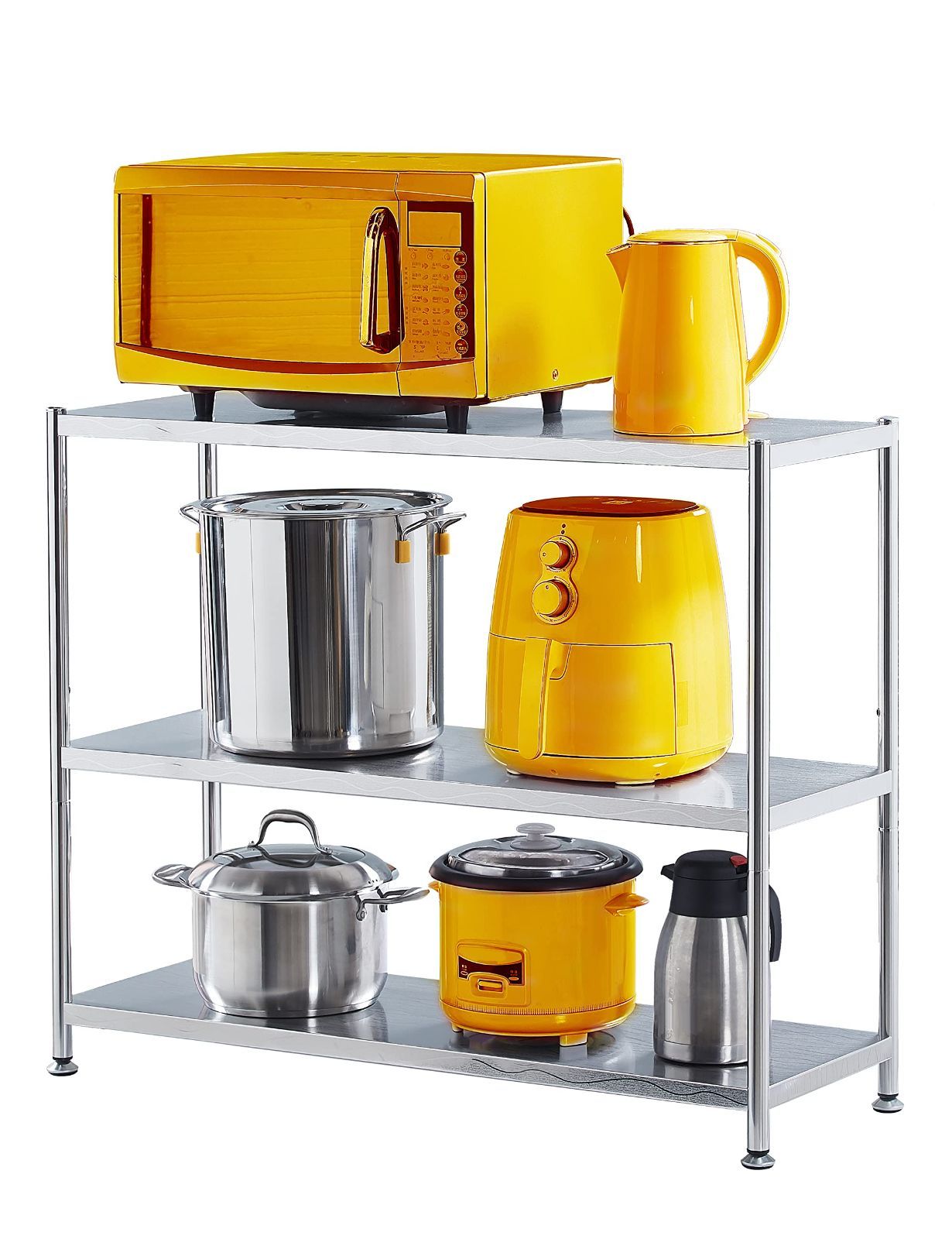 数量 100幅 3段 キッチン 寝室 浴室に ブライトシルバー 丈夫で耐久性がある 水紋プリントラミネート ラック 棚 キッチンラック アジャスタブルメタルラック ステンレスラック スチールラック