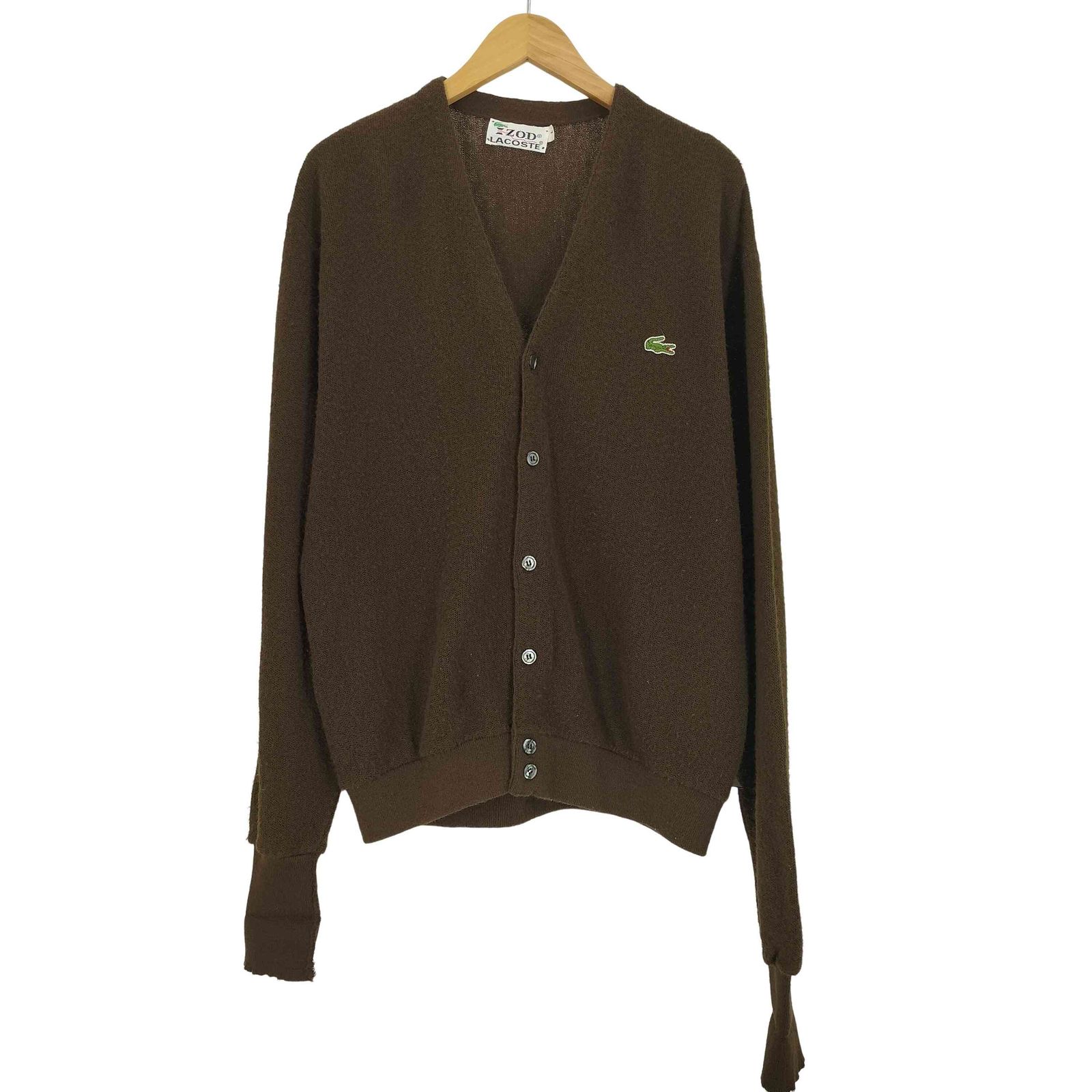 アイゾッドラコステ IZOD LACOSTE 70S 赤糸巻きタグ ワンポイント刺繍 アクリル カーディガン メンズ import：L 