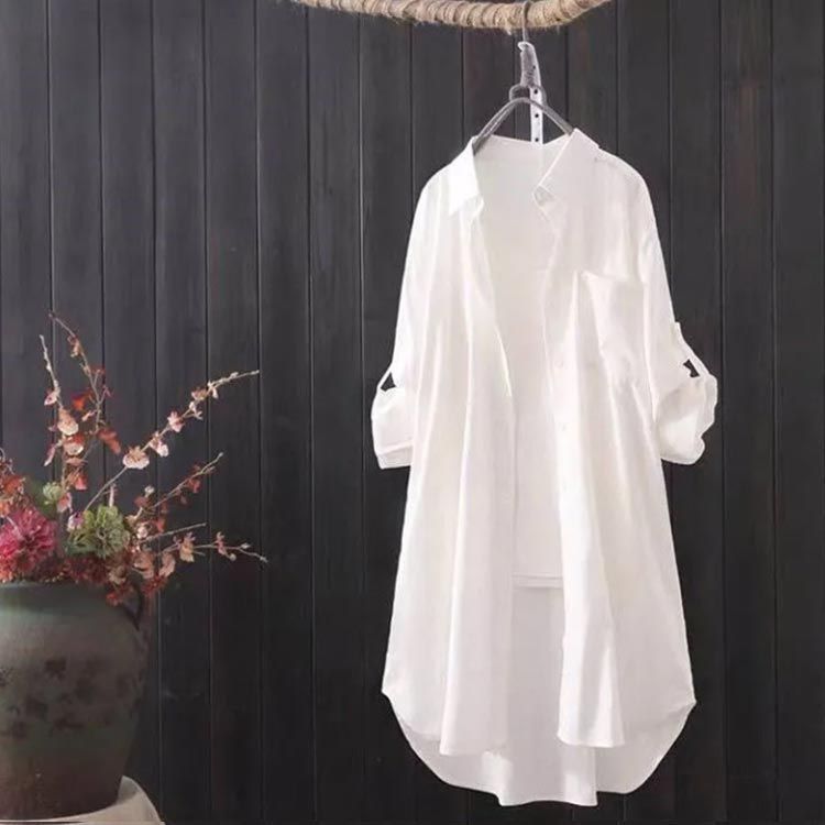 ロングシャツ レディース トップス 長袖 ワンピース 綿 コットン 羽織り ゆったり 無地 体型カバー 着痩せ 紫外線対策 冷房対策 薄手 春 夏 秋 シャツワンピース ブラウス レディース シャツ トップス ロング