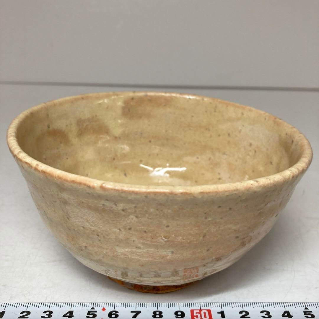 水野富弘作　粉引茶碗　清水公照書　共箱　直径14.1cm 東H6-0112① 水野富弘作 粉引茶碗 清水公照書 共箱 直径14.1cm 東H6-0112①