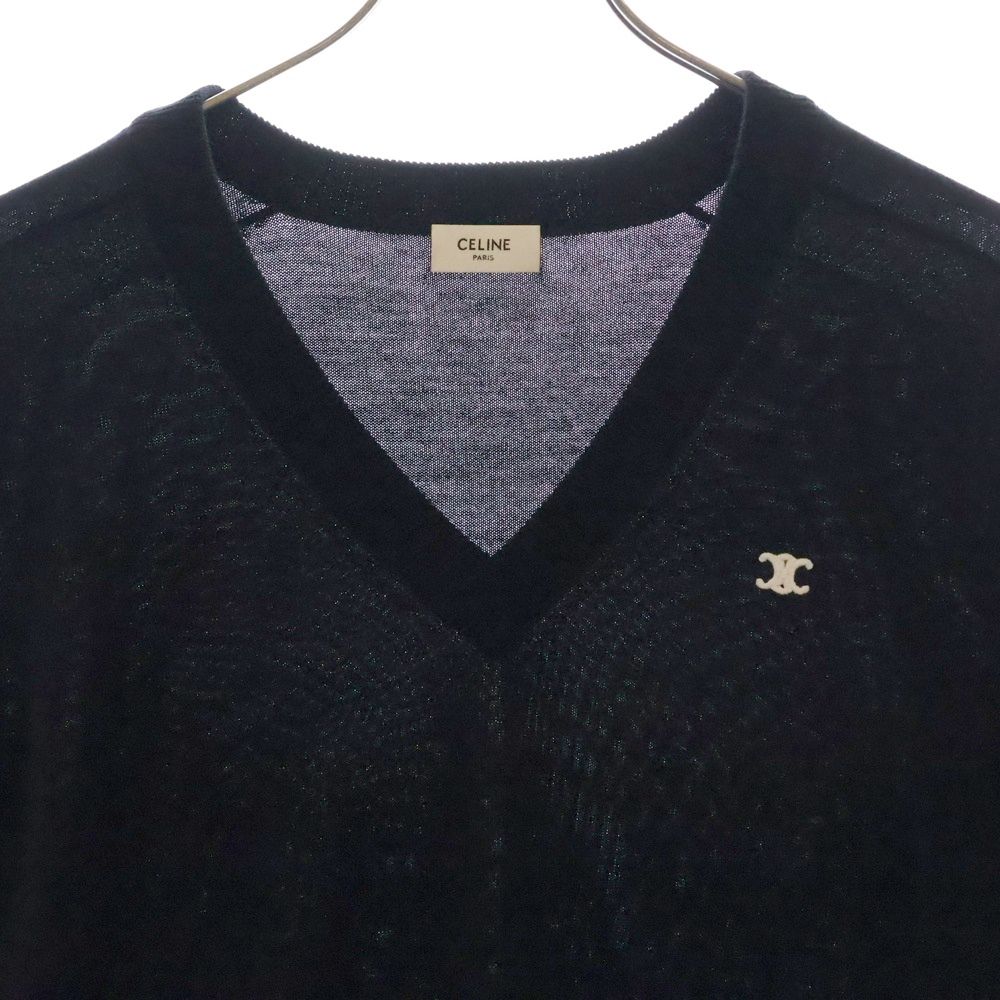 CELINE (セリーヌ) TRIOMPHE V-NECK SWEATER IN WOOL トリオンフ