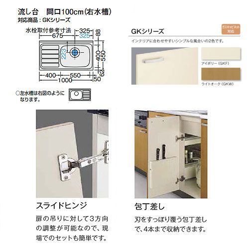 店頭引き取り限定】リクシル 流し台 間口1000mm GKシリーズ - メルカリ