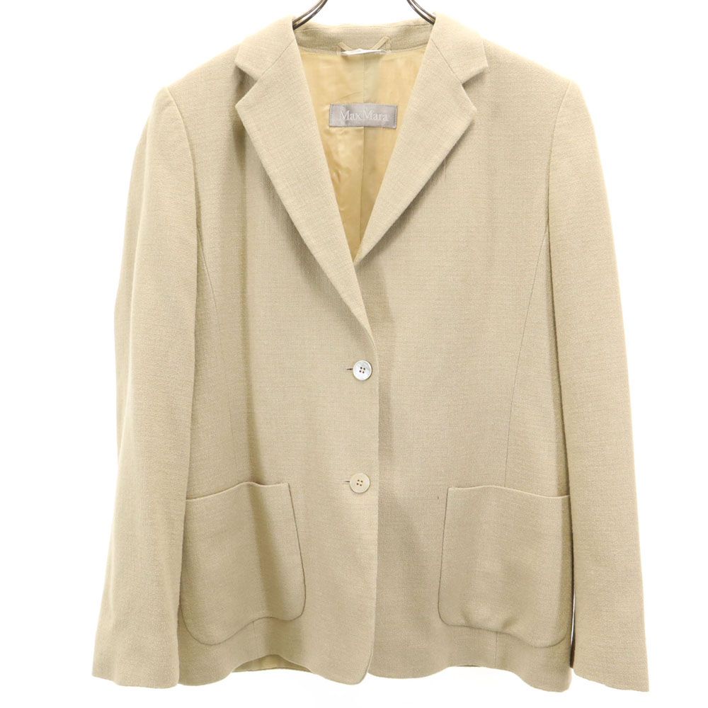 Max Mara - マックスマーラ イタリア製 シルクブレンド テーラードジャケット 44 ベージュ MAX MARA ブレザー レディース マックスマーラ イタリア製 シルクブレンド テーラード