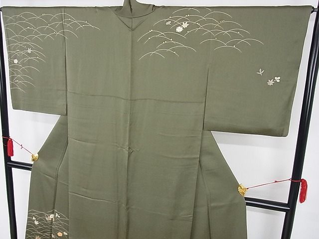 平和屋-こころ店□極上 創業460年・千總 訪問着 駒刺繍 草花文 金彩