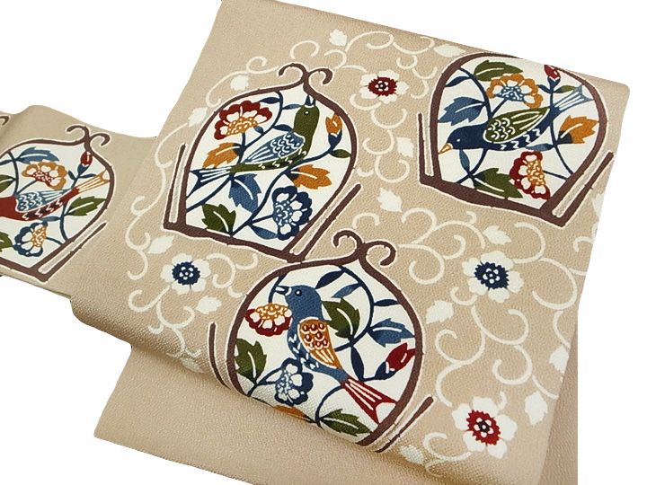 小森草木染工房 ジャバラ紋 八寸名古屋帯 サンドアイボリー 未使用に近い極美品 専用です 本場博多帯小森草木染工房 小森久 ジャバラ紋 八寸名古屋帯