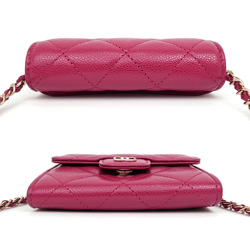 名東】シャネル チェーンウォレット コンパクト ワインレッド系