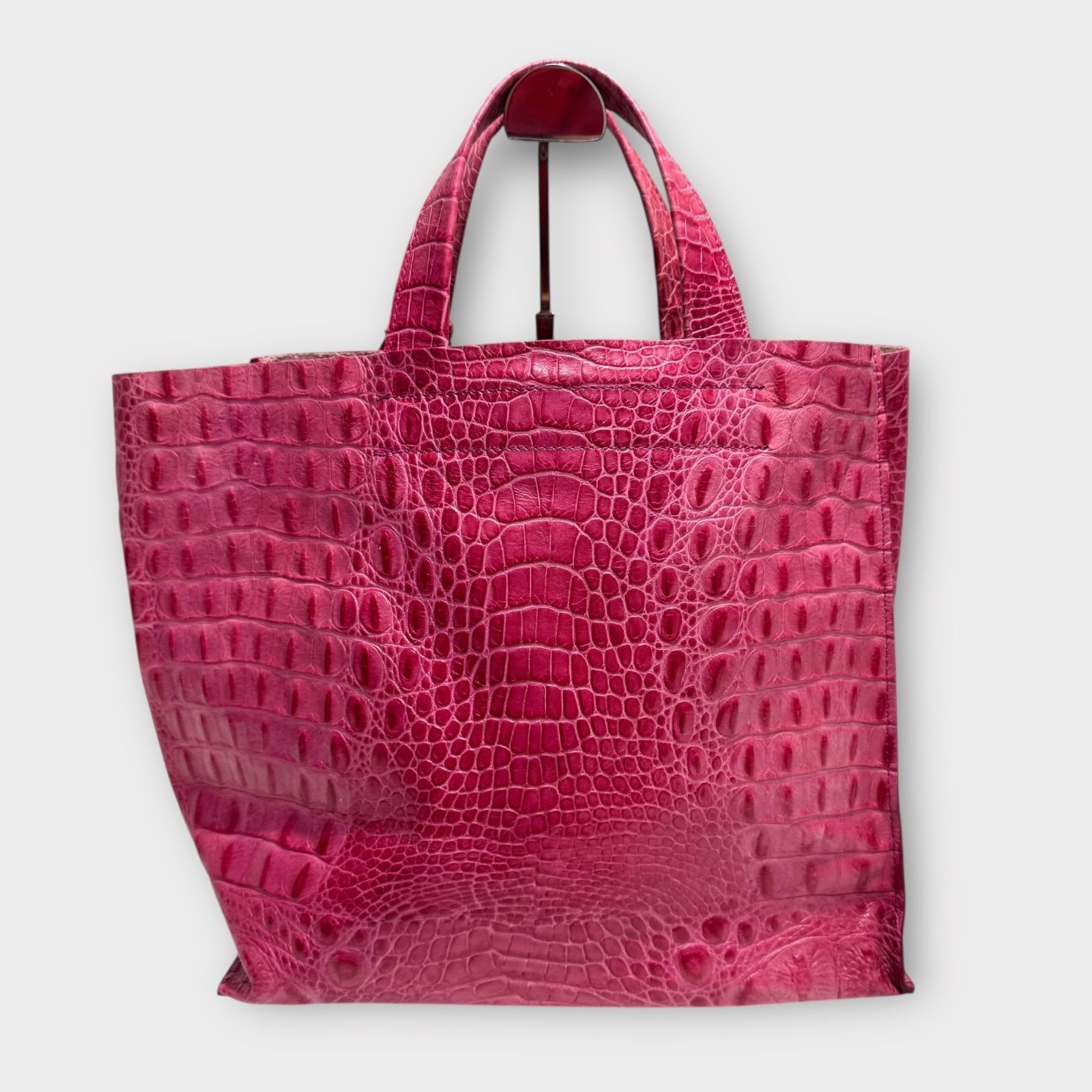 美品 フルラ トートバッグ ピンク クロコ型押し 手提げ レザー 【公式