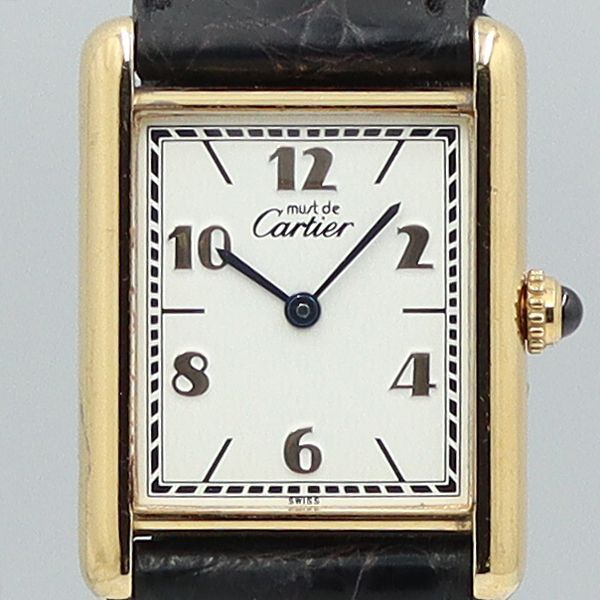 33,799円Cartier カルティエ ヴェルメイユ 白文字盤 QZ SV925