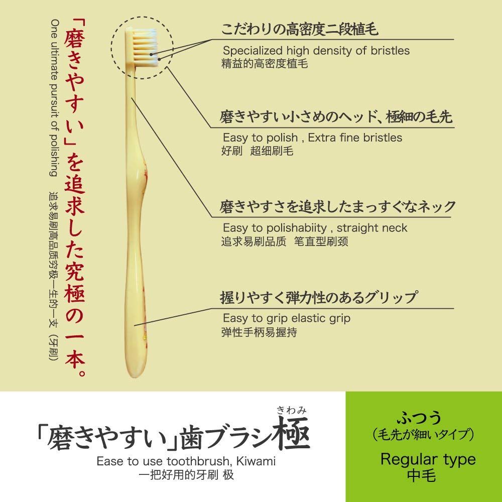 【新着商品】みがきやすい歯ブラシ 極(ふつう)3本セット(※色は選べません) ライフレンジ 【田辺重吉考案】