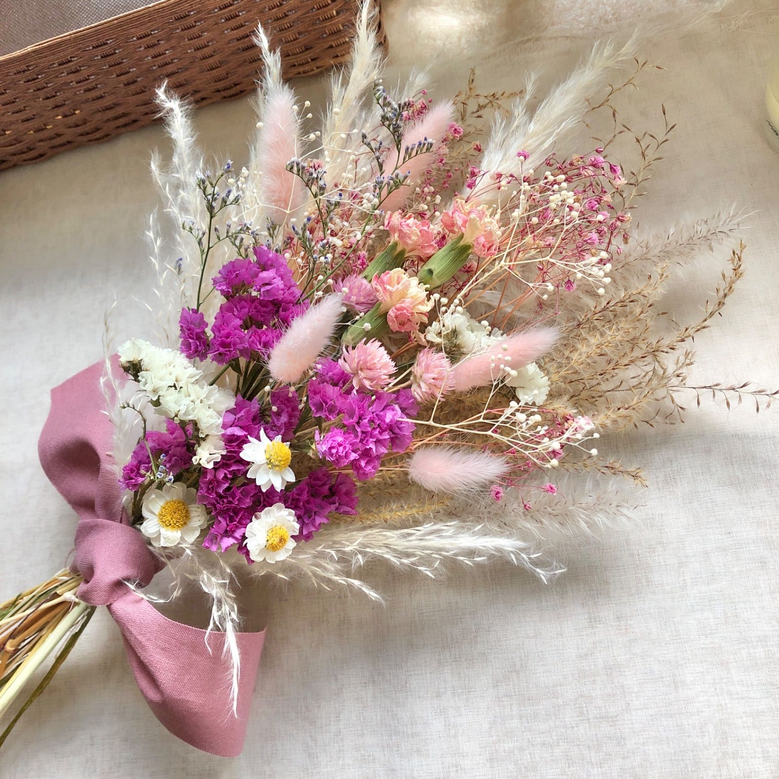 Natural＊ふわふわピンクスワッグ♡ドライフラワースワッグ♡ - メルカリ 