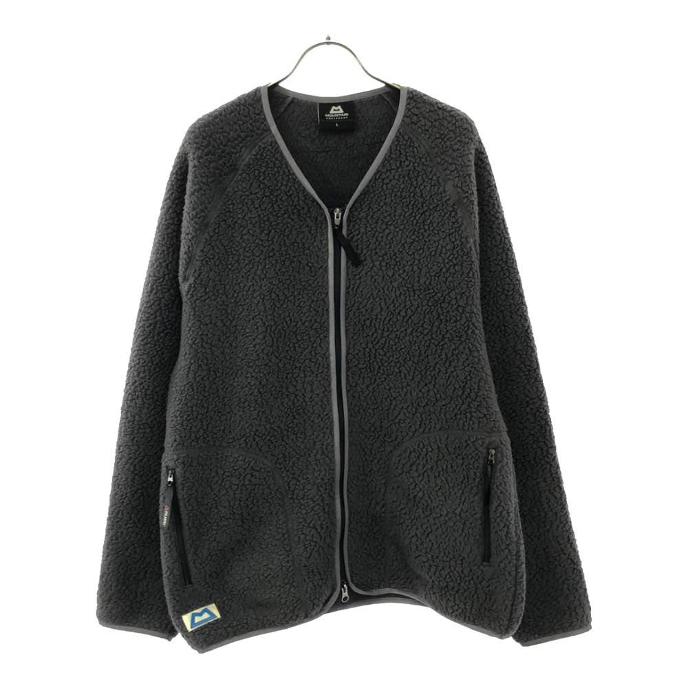 マウンテンイクイップメント ロゴワッペン ノーカラー Vネック ボアジャケット L グレー MOUNTAIN EQUIPMENT POLPRTEC メンズ