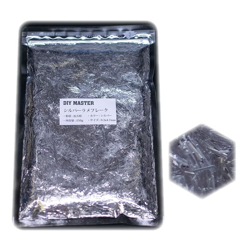DIY MASTER シルバー ラメフレーク ロング 0.3mmx4.7mm (大) 250g 1